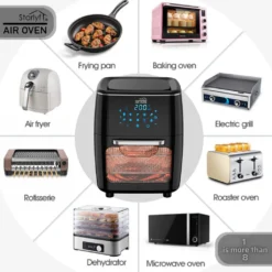 Starlyf® Air Oven XXL – 12 Liter Heißluftfriteuse Mit 10 Programmen Und Rotisserie-Funktion, Drehspieß, LED Display Mit Touch Screen, 1700 Watt , Ohne ÖL - Airfryer, Heißluft, Fritteuse, Heißluftofen, Backofen, Dehydrator, Grill -Küchen Profi b863a5bdef9d325ae0ca46dbebf8b823