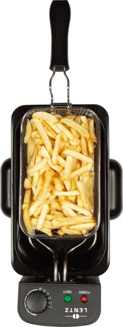 Lentz 3 Liter Edelstahl Kaltzonen-Fritteuse Mit Deckel Inkl. Fritierkorb 2000 Watt Friteuse