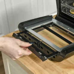 HOMCOM Heißluftfritteuse 11 L 1800W Mit 8 Menüs Zubehör Backofen Dehydrator Barbecue Für Gesundes ölfreies Fettarmes Kochen Stahl Schwarz 32 X 35,6 X 37,9 Cm -Küchen Profi b8e1d76596491cf73d92458d1da7300c