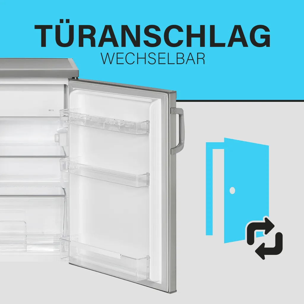 Bomann® Kühlschrank Mit Gefrierfach, Getränkekühlschrank Mit 120L Nutzinhalt Und 2 Glasablagen, Türanschlag Wechselbar, Kleiner Kühlschrank Mit Stufenloser Temperaturregelung - KS 2194.1 Inox 5 Bomann® Kühlschrank Mit Gefrierfach, Getränkekühlschrank Mit 120L Nutzinhalt Und 2 Glasablagen, Türanschlag Wechselbar, Kleiner Kühlschrank Mit Stufenloser Temperaturregelung - KS 2194.1 Inox – Bild 3