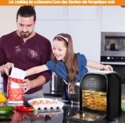 Jago® XXXL 8in1 Heißluftfritteuse 12L + 10 Zubehör - 1800W, LED Display Mit Touch Screen, 8 Programme / Timer, Ohne ÖL - Airfryer, Heißluft, Fritteuse, Heißluftofen, Backofen, Dehydrator, Grill -Küchen Profi bb4dc079062bb5eebf19bbaa15074d36
