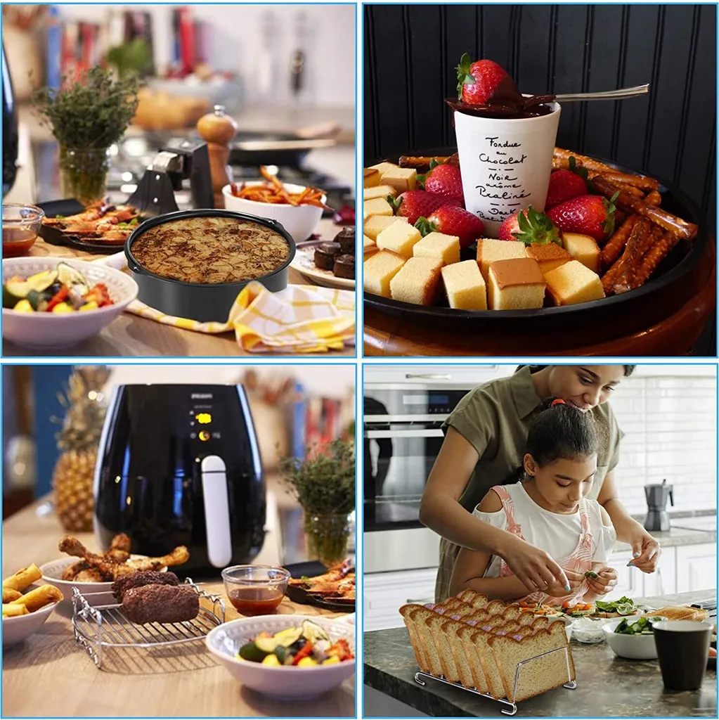 Zubehör Heißluftfritteuse, 8 Zoll 14 Stück Zubehörset Für Airfryer Fritteusen Für COSORI Ninja Philips Tefal Für Luftfritteuse 3.7QT-6.8QT 10 Zubehör Heißluftfritteuse, 8 Zoll 14 Stück Zubehörset Für Airfryer Fritteusen Für COSORI Ninja Philips Tefal Für Luftfritteuse 3.7QT-6.8QT – Bild 8