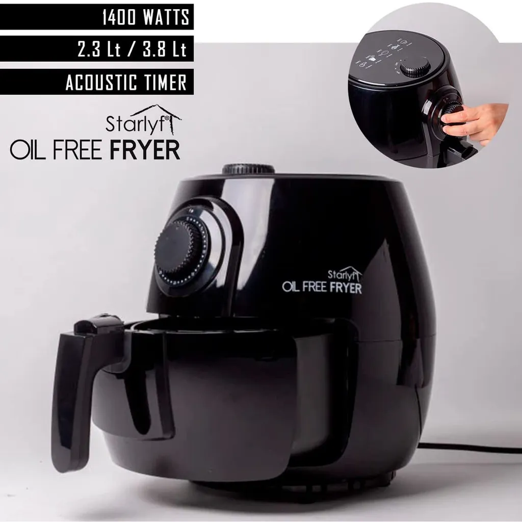 Starlyf® OIL FREE FRYER – Heißluftfritteuse, Umluft-Fritteuse Ohne ÖL, 3,8 Liter Fassungsvermögen, Spühlmaschinenfest, 1400 Watt – Aus Der TV Werbung 4 Starlyf® OIL FREE FRYER – Heißluftfritteuse, Umluft-Fritteuse Ohne ÖL, 3,8 Liter Fassungsvermögen, Spühlmaschinenfest, 1400 Watt – Aus Der TV Werbung – Bild 2