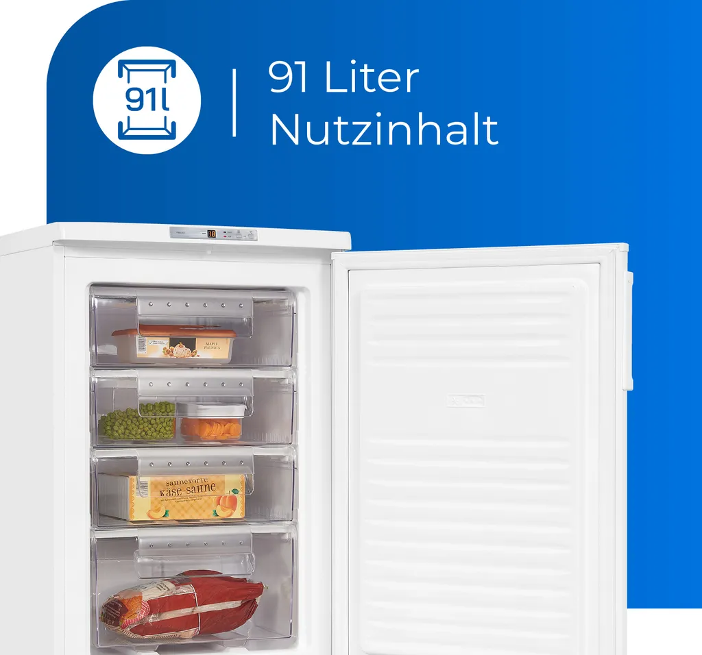 Exquisit Gefrierschrank GS80-HE-040E Weiss | Standgerät | 91 L Volumen | Weiß 5 Exquisit Gefrierschrank GS80-HE-040E Weiss | Standgerät | 91 L Volumen | Weiß – Bild 3