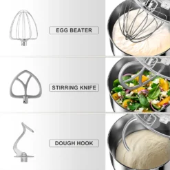 Homlee Küchenmaschine,Mit Knet- Und RüHrfunktion Leistungsstarke 1800W Küchenmaschine Mit GroßEr 7.2 Liter EdelstahlschüSse Inkl. RüHraufsatz, Knethaken & Schneebesen,Spritzschu -Küchen Profi bea07be977fe1fc33bf79a1a7da93fa6