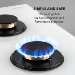 Klarstein Goldflame 4 Gaskochfeld , 4-flammig , Autark , 60 Cm , Einbau , Messing-Brenner , Erdgas/Propangas , Sicherheitsventile , Automatische Abschaltung , Topfträger Aus Gusseisen , Inkl. Schlauch Und Druckminderer , Glaskeramik Ø 8 Mm , Weiß -Küchen Profi bfedd038b5ac01badbba450e1f210b46