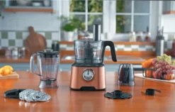 Küchenmaschine 10-in-1 Multifunktions-Küchenroboter, Standmixer, Mixer, Entsafter Multi Mixer Mit Knethaken, Citruspresse, Häcksler, Reibe Motorleistung 2000W, Farbe:Grau