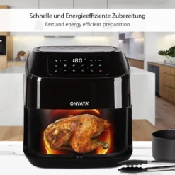 ONVAYA® Heißluftfritteuse | Airfryer XXL | Fritteuse Ohne Öl & Fett | Für 5-6 Personen | Mit LED-Display | 10 Programme | 1700 W | Inkl. Backform & Grillrost Mit Spießen -Küchen Profi c0f9de782b9f19f0f5580db4dd3eb3e1