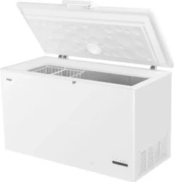 Haier HCE321T Gefriertruhe / 319 Liter / Innenbeleuchtung / Super-Gefrierfunktion / Ausbalancierter Deckel / 2 Metallkörbe -Küchen Profi c12a9e32a41acc919460e4c917274969