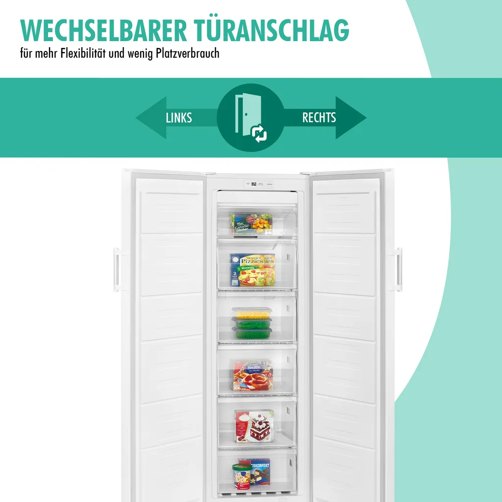 Bomann® Gefrierschrank Nofrost Freistehender 194 Liter Nutzinhalt, Total No Frost - Nie Wieder Abtauen - Schnellgefrierfunktion U. MultiAirflow-System, Türanschlag Wechselbar - GS 7326.1 Weiß 7 Bomann® Gefrierschrank Nofrost Freistehender 194 Liter Nutzinhalt, Total No Frost - Nie Wieder Abtauen - Schnellgefrierfunktion U. MultiAirflow-System, Türanschlag Wechselbar - GS 7326.1 Weiß – Bild 5