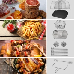 Jago® XXXL 8in1 Heißluftfritteuse 12L + 10 Zubehör - 1800W, LED Display Mit Touch Screen, 8 Programme / Timer, Ohne ÖL - Airfryer, Heißluft, Fritteuse, Heißluftofen, Backofen, Dehydrator, Grill -Küchen Profi c27f0081f942994399bf59f29a123c60