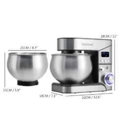 OSMOND 6Gang 5L Küchenmaschine Knetmaschine 1300W LCD StandMixer Edelstahl Rührschüssel Edelstahlschüssel Teigmaschin - Silber -Küchen Profi c3191e426ebe3ce9c756c31814a7d653