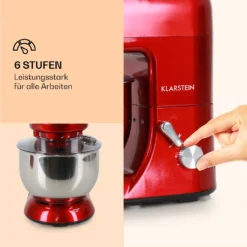 Klarstein Lucia Rossa Küchenmaschine Mixer (1200 Watt, 5 Liter Rührschüssel, Fleischwolf, Saftpresse ) - Rot -Küchen Profi c3de45f182ad13d2730ccc968b4bdd0d