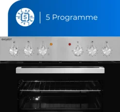 Exquisit EHE 156-2.1-Set Einbau-Herd Glaskeramikkochfeld | Ober-/Unterhitze | Grill | Inox -Küchen Profi c45ae9985afa054619057b3179655e9b