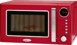 Clatronic MWG 790 2in1 Mikrowelle Retro-Design, 700 W Mikrowellenleistung, 1000 W Grillleistung, 20 L Garraum, Timerfunktion, Kindersicherung