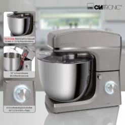 Clatronic KM 3765 Knetmaschine, 1500W, 8 Geschwindigkeitsstufen, 10 Liter- Edelstahlschüssel Für Max. 6–6,5 Kg, Spritzschutzdeckel Mit Nachfüllöffnung, Titan 12 Clatronic KM 3765 Knetmaschine, 1500W, 8 Geschwindigkeitsstufen, 10 Liter- Edelstahlschüssel Für Max. 6–6,5 Kg, Spritzschutzdeckel Mit Nachfüllöffnung, Titan -Küchen Profi c5d5a05e70e24749312dcc94f6b38ec4