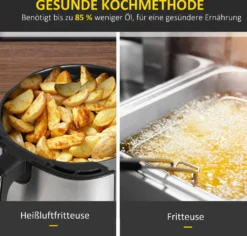 HOMCOM Heißluftfritteuse 4,5 L 1500W Mit 8 Menüs Antihaftbeschichteter Korb Für Gesundes ölfreies Fettarmes Kochen Stahl Schwarz 35,5 X 28 X 33,8 Cm 15 HOMCOM Heißluftfritteuse 4,5 L 1500W Mit 8 Menüs Antihaftbeschichteter Korb Für Gesundes ölfreies Fettarmes Kochen Stahl Schwarz 35,5 X 28 X 33,8 Cm -Küchen Profi c7ae08736506d12b045a661912994ddd