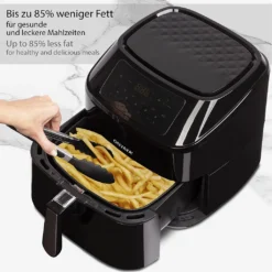 ONVAYA® Heißluftfritteuse | Airfryer XXL | Fritteuse Ohne Öl & Fett | Für 5-6 Personen | Mit LED-Display | 10 Programme | 1700 W | Inkl. Backform & Grillrost Mit Spießen -Küchen Profi c979249c45c0fa2adf4a2d673d6dea8b