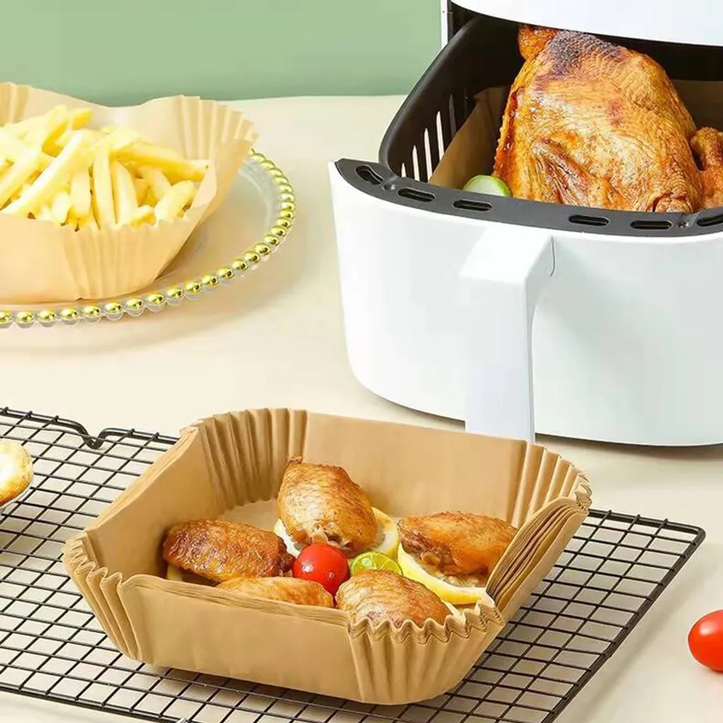 50 Stück Luftfritteuse Einweg Papiermatte Backölbeständiges Und ölabsorbierendes Papier Für Grillofen, 16.5*16.5*4.5cm 7 50 Stück Luftfritteuse Einweg Papiermatte Backölbeständiges Und ölabsorbierendes Papier Für Grillofen, 16.5*16.5*4.5cm – Bild 5