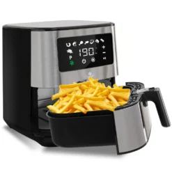 Kesser® XXL 5,5 Liter Heißluftfritteuse Edelstahl | Inkl.Brotbackkorb | 1700W Friteuse Fritteuse Airfryer | Touch Display | 8 Programmen | Ohne ÖL | ✓ Backofen ✓ Heißluft ✓ Grill | Fettfrei, Farbe:Silber -Küchen Profi cb053adcb7e8d1cd4fda6c38bb0baea6