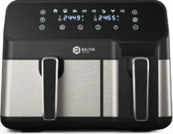 BALTER Heißluftfritteuse Mit Doppelkammer HL-850D, 9L (5,5L + 3,5L), 2 Speisen Gleichzeitig, 9 Programme , Friteuse Ohne Öl, Dual Zone, Airfryer, Heis -Küchen Profi ce1cdba9a42ccab550315440b0f319c2
