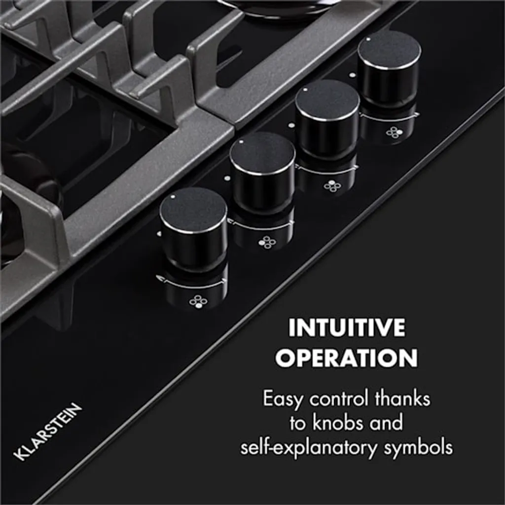 Klarstein Ignito 4 Zonen Gaskochfeld - 4-flammig Aus Glaskeramik, New Edition, Autark, 60cm, Sabaf-Brenner, Erdgas/Propangas, Sicher Mit Abschaltautomatik, Topfträger Aus Gusseisen, Einbau, Schwarz 6 Klarstein Ignito 4 Zonen Gaskochfeld - 4-flammig Aus Glaskeramik, New Edition, Autark, 60cm, Sabaf-Brenner, Erdgas/Propangas, Sicher Mit Abschaltautomatik, Topfträger Aus Gusseisen, Einbau, Schwarz – Bild 4