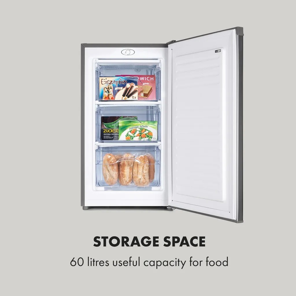 Klarstein Gefrierschrank Tiefkühlschrank Leise - Freezer - 3 Ebenen - Freistehend - Inkl. Eiswürfelform Und Eiskratzer - 60 Liter - Grau Tiefkühlschrank Freistehend Gefriertruhe Gefrierschrank Groß Kühltruhe Gefriergeräte 5 Klarstein Gefrierschrank Tiefkühlschrank Leise - Freezer - 3 Ebenen - Freistehend - Inkl. Eiswürfelform Und Eiskratzer - 60 Liter - Grau Tiefkühlschrank Freistehend Gefriertruhe Gefrierschrank Groß Kühltruhe Gefriergeräte – Bild 3