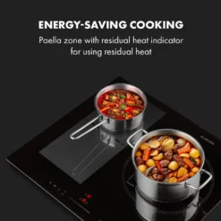 Klarstein Induktionskochfeld Einbaukochfeld Autark 60cm - 3 Zonen - FlexZone - 6600 W 9 Leistungsstufen Paella Zone Glaskeramik - Schwarz Einbau Glaskeramikkochfeld 3 Kochfelder Platten Elektro Einbaukochfeld Induktion Kochfeld Induktion -Küchen Profi d1dc4793bc2bbdfc8dde5ffc59a62ab2