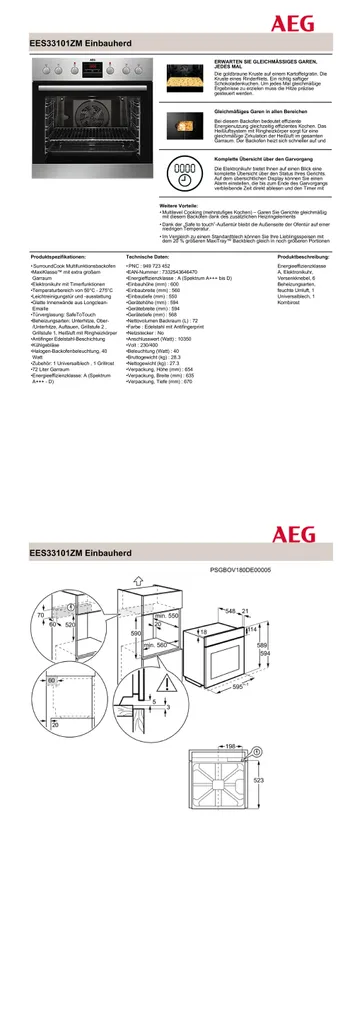 AEG - Kombi 3021 (EES33102ZM + HE604062XB) - Einbau-Herdset - Edelstahl 15 AEG - Kombi 3021 (EES33102ZM + HE604062XB) - Einbau-Herdset - Edelstahl – Bild 13