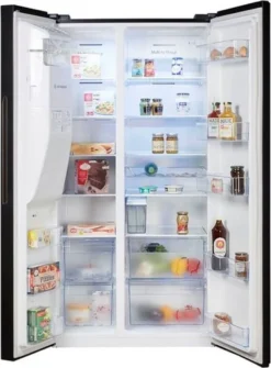 Hisense RS694N4TFE Kühl-/Gefrierkombination Side By Side NOFROST - Electronic Touch Control - Ice Crusher - Wasserspender Mit Integrierten Wassertank - Volumen 562l (371l Kühl / 185l Gefrier) - Chrom Weinregal - Inverter-Kompressor -Küchen Profi d5de8a1b73ad2974cd76f388e80a396e