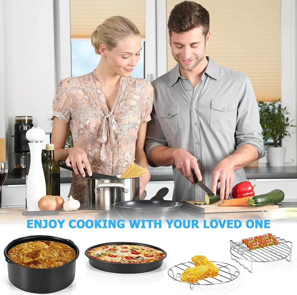 Zubehör Heißluftfritteuse, 8 Zoll 14 Stück Zubehörset Für Airfryer Fritteusen Für COSORI Ninja Philips Tefal Für Luftfritteuse 3.7QT-6.8QT 8 Zubehör Heißluftfritteuse, 8 Zoll 14 Stück Zubehörset Für Airfryer Fritteusen Für COSORI Ninja Philips Tefal Für Luftfritteuse 3.7QT-6.8QT – Bild 6
