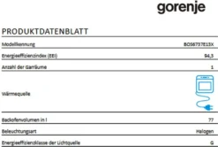 Gorenje BOS 6737 E13X Einbau-Backofen / 77 Liter/Heißluft/ExtraSteam/GentleClose & Open/EcoClean/Air Fry/PizzaMode/PerfectGrill/Teleskopauszüge/Inox-Look, Grau -Küchen Profi d74fdd9bfafbd28cff7e65bd181f2229