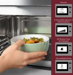 Bomann 3in1 Einbau-Mikrowelle Mit Grill Und Heißluft, 25 L Garraum, 8 Automatikprogramme, Auftaufunktion, Inkl. Grillrost Und Drehteller (Ø 27 Cm), 900 Watt, Edelstahl, MWG 3001 H EB -Küchen Profi d7730f892e11c6dbcbe20b8f6e348938