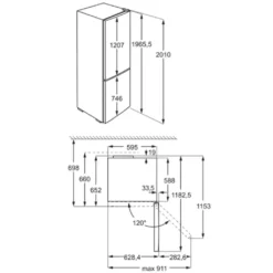 AEG RCB736D5MB Freistehende Kühl-Gefrierkombination / 2010 Mm/Gefrierteil Unten/360 L//CustomFlex - Flexibles Türablagesystem/ NoFrost/Farbe: Black Stainless Steel, Seiten Dunklegrau -Küchen Profi d86bf019c53684e33afc104383501ea7