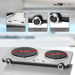 CLATRONIC Doppelkochplatte DKP 3668 Edelstahl Herdplatte Kochplatte 1000/1500W -Küchen Profi da5d085088ea1a01876c00cdfad4d9bc