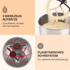 Klarstein Lucia Rossa Küchenmaschine Mixer (1200 Watt, 5 Liter Rührschüssel, Fleischwolf, Saftpresse ) - Rot -Küchen Profi da7c585cbe916c9f5c5dfb2e53ebbda8