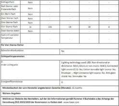 Haier H2F-220WSAA Gefrierschrank -Küchen Profi dad48bf309bcbb49f1252839ea2b5259