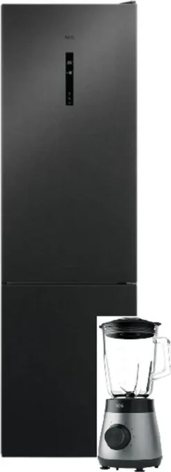 AEG RCB736D5MB Freistehende Kühl-Gefrierkombination / 2010 Mm/Gefrierteil Unten/360 L//CustomFlex - Flexibles Türablagesystem/ NoFrost/Farbe: Black Stainless Steel, Seiten Dunklegrau -Küchen Profi dafc91fe38935d35278d04dfbc2aa35f