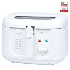 Clatronic FR 3771 Fritteuse, Geruchs- Und Fettdunstfilter, Stufenlos Regelbarer Thermostat Mit Kontrollleuchte (130 °C–190 °C), Großer Frittierkorb, 1800 W, Cool Touch-Gehäuse, Weiß -Küchen Profi de90ef8a3d76188b5700c1b03e8cee97