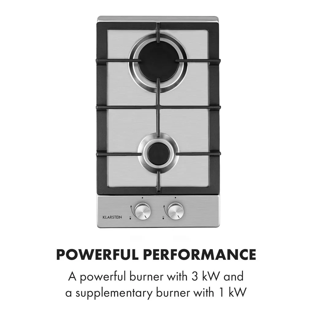 Klarstein Ignito Domino Gaskochfeld , 2-flammig , Autark , 30 Cm , Einbau , Sabaf-Brenner , Erdgas/Propangas , Sicherheitsventile , Automatische Abschaltung , Topfträger Aus Gusseisen , Edelstahl , Silber 8 Klarstein Ignito Domino Gaskochfeld , 2-flammig , Autark , 30 Cm , Einbau , Sabaf-Brenner , Erdgas/Propangas , Sicherheitsventile , Automatische Abschaltung , Topfträger Aus Gusseisen , Edelstahl , Silber – Bild 6