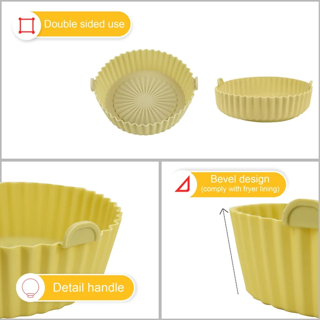 Wiederverwendbare Air Fryer Liner Pad Silikontopf Antihaft Dampfpad Backeinsatz Air Fryer Zubehör Heißluftfritteuse Matte Für Mikrowelle Küche Kochmatte Gelb 14,5cm 5 Wiederverwendbare Air Fryer Liner Pad Silikontopf Antihaft Dampfpad Backeinsatz Air Fryer Zubehör Heißluftfritteuse Matte Für Mikrowelle Küche Kochmatte Gelb 14,5cm – Bild 3