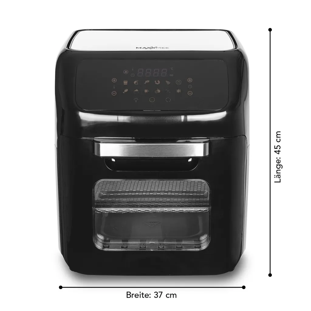 MAXXMEE Heißluft-Fritteuse Digital - 12 L Fassungsvermögen - Schwarz Heißluft Fritteuse Friteuse Fritöse Airfryer 12L XXL Backofen Drehgrill Digital 8 MAXXMEE Heißluft-Fritteuse Digital - 12 L Fassungsvermögen - Schwarz Heißluft Fritteuse Friteuse Fritöse Airfryer 12L XXL Backofen Drehgrill Digital – Bild 6