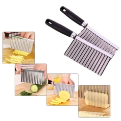 Potato Wavy Edged Knife Edelstahl Küchenhelfer Gemüse Obst Schneidwerkzeug Küchenzubehör Pommes Frites Maschine