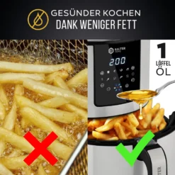 BALTER Heißluftfritteuse Heissluft Friteuse Heißluft Fritteuse Edelstahl 5 Liter XXL -Küchen Profi e426f7f994057a3b11b5c0b76b3c35e1