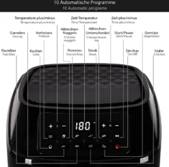 ONVAYA® Heißluftfritteuse | Airfryer XXL | Fritteuse Ohne Öl & Fett | Für 5-6 Personen | Mit LED-Display | 10 Programme | 1700 W | Inkl. Backform & Grillrost Mit Spießen -Küchen Profi e74e478a68961e78693666f3e098e2e4