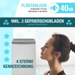 Bomann® Gefrierschrank, 85 Liter Nutzinhalt, Gefrierschrank Klein Mit 3 Gefrierschubladen U. Eiswürfelschale, Mini Fridge Mit Stufenloser Temperaturreglung, Türanschlag Wechselbar - GS 2186.1, Inox -Küchen Profi e832981f5ab626a5763891974b880897