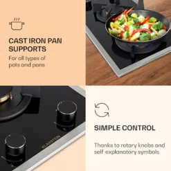 Klarstein Goldflame Domino Prime Gaskochfeld , 2-flammig Messing-Brenner , 4,2 KW, Glaskeramik , Inklusive Schlauch Und Druckminderer -Küchen Profi e8aefd0e7345c0b3dddd5a7370d48b6f