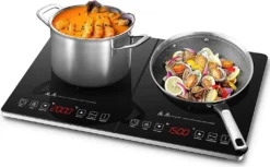AMZCHEF Induktionskochfeld 2 Platten - 3500W - Induktionskochplatte Mit Sensor-Touch-Steuerung,Timer,3-Stunden-Timer,10 Temperaturstufen