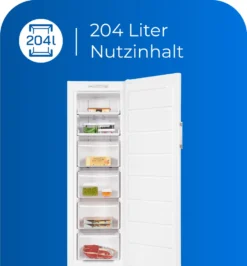 Exquisit Gefrierschrank GS271-NF-H-040D Weiss | 204 L Nutzinhalt | NoFrost | LED-Anzeige -Küchen Profi ea268939e264f2626ef2f996bf59c253