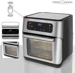 ProfiCook PC-FR 1200 H Heißluft-Fritteuse, 9 Automatikprogramme Inkl. Variabler Zeit Und Temperatureinstellung, Kapazität: Ca. 11 Liter, 4 Einschubhöhen Für Optimale Backergebisse, Edelstahl-schwarz -Küchen Profi ea8ca7eca7103530e04de6b372c8a639